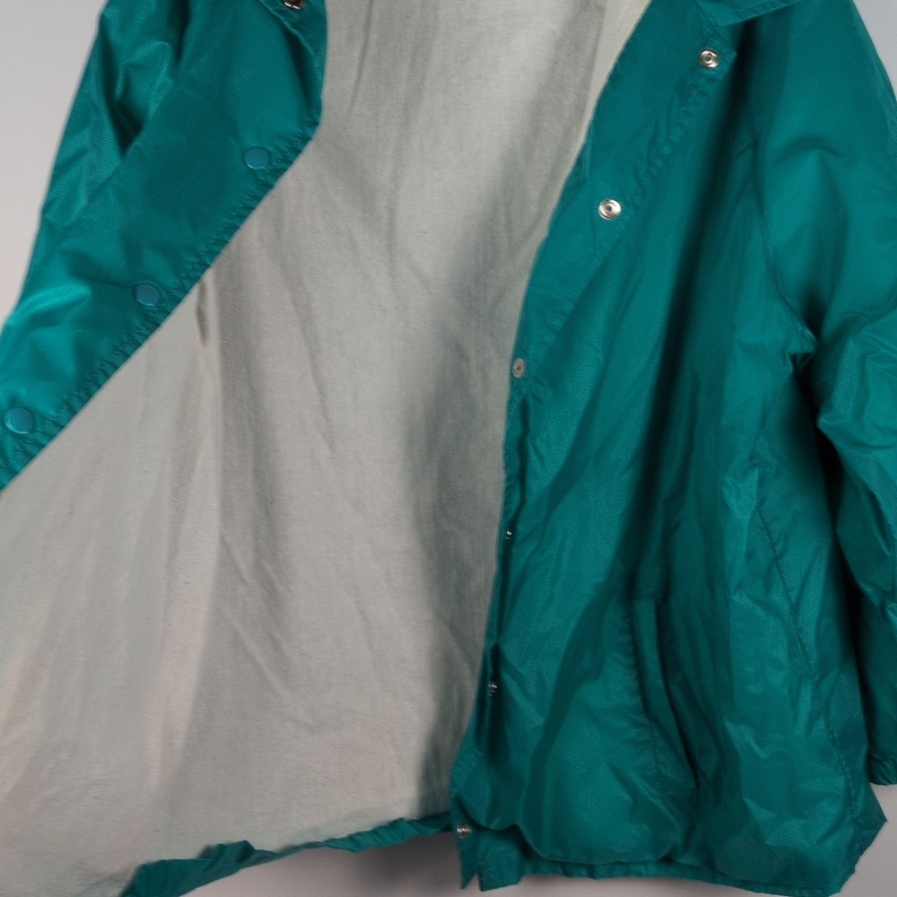 Vtg 70s 80s Teal Green Nylon Coach Jacket Windbreaker Snap Front L Made in Egypt - Picture 3 of 5